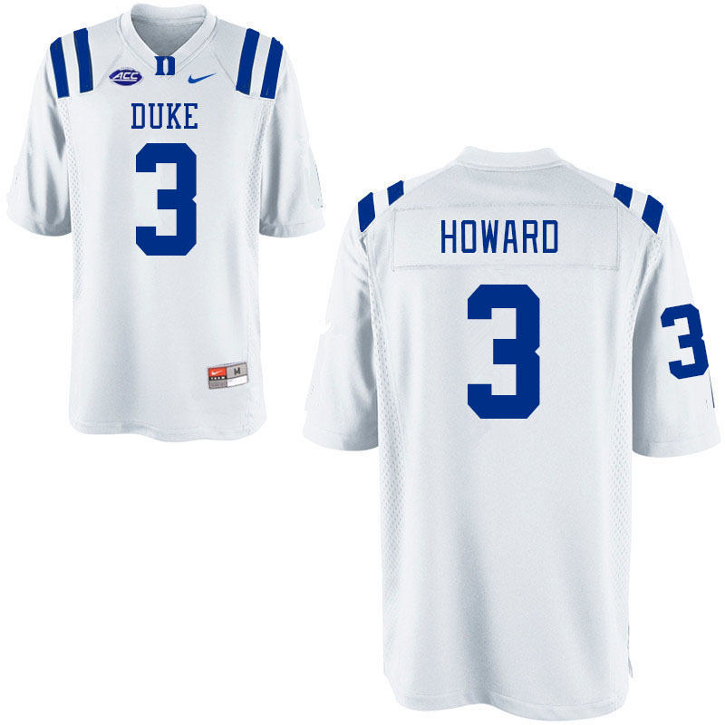 Men #3 Alex Howard Duke Blue Devils College Football Jerseys Stitched-White